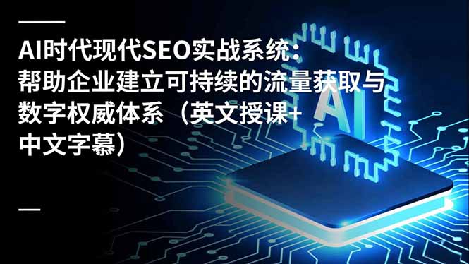 AI时代现代SEO实战系统：帮助企业建立可持续的流量获取与数字权威体系(英文授课+中文字幕-惠声网赚