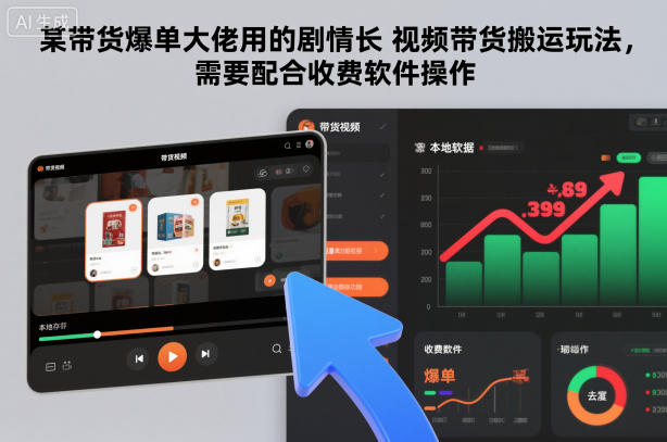 某带货爆单大佬用的剧情长视频带货搬运玩法，需要配合收费软件操作-惠声网赚