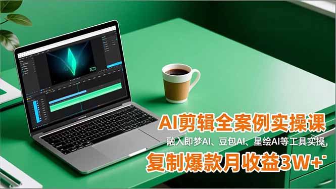 AI剪辑全案例实操课，融入即梦AI、豆包AI、星绘AI等工具实操，复制爆款月收益3W+-惠声网赚