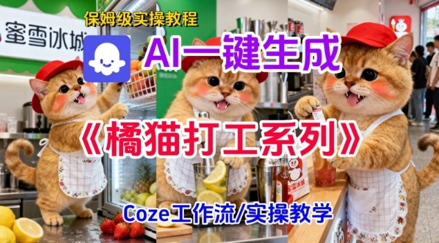 Coze扣子工作流一键生成胖橘猫打工短视频，保姆级实操搭建教学-惠声网赚