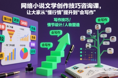 网络小说文学创作技巧咨询课，让大家从“懂行情”提升到”会写作”的高度-惠声网赚