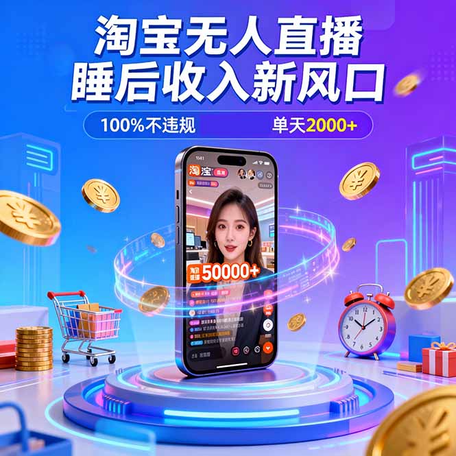 淘宝无人直播，不违规不封号，直播100小时卖了5万，年底旺季！-惠声网赚