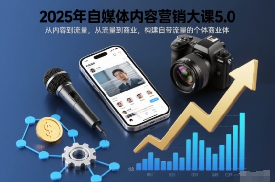 2025年自媒体内容营销大课5.0，从内容到流量，从流量到商业，构建自带流量的个体商业体-惠声网赚