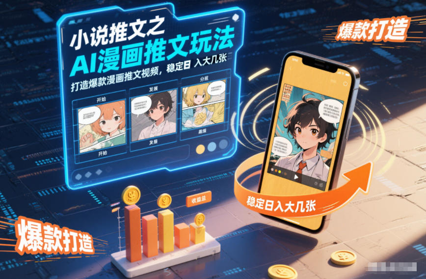 小说推文之AI漫画推文玩法，打造爆款漫画推文视频，稳定日入大几张-惠声网赚