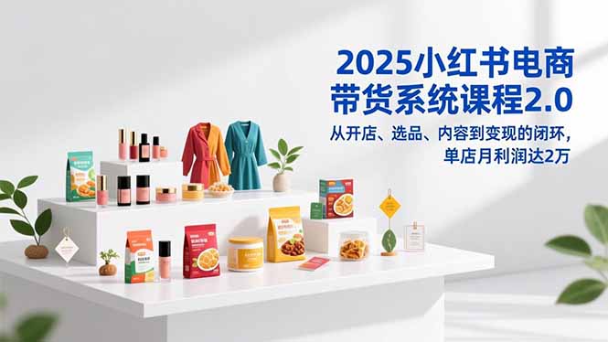 2025小红书电商带货系统课程2.0，从开店、选品、内容到变现的闭环，单店月利润达2万-惠声网赚