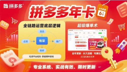 拼多多年卡，拼多多全链路运营底层逻辑，超级爆单术【更新12月】-惠声网赚