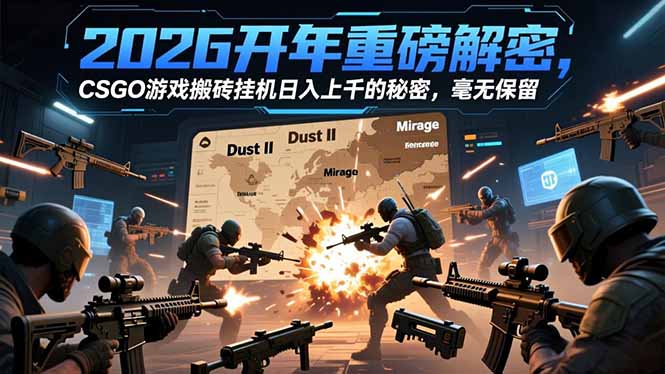 2026开年重磅解密，CSGO游戏搬砖挂机日入上千的秘密，毫无保留-惠声网赚