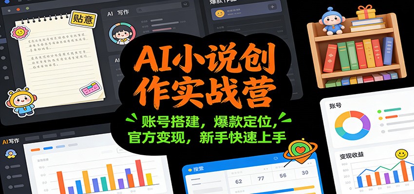 AI小说创作实战营：账号搭建，爆款定位，官方变现，新手快速上手-惠声网赚
