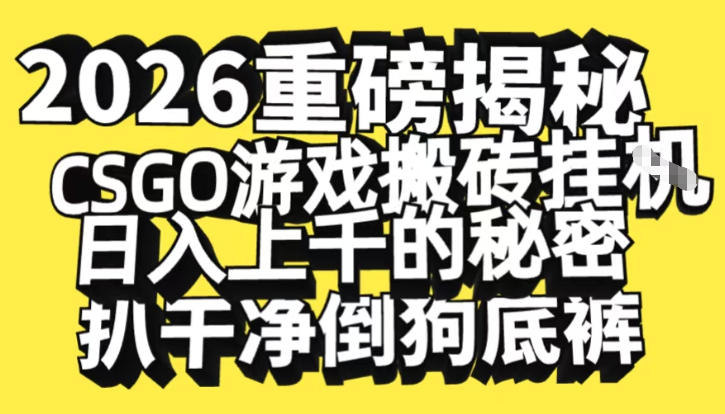 2026开年重磅解密，CSGO游戏搬砖挂G日入1k+的秘密，把倒狗的底裤扒干【揭秘】-惠声网赚