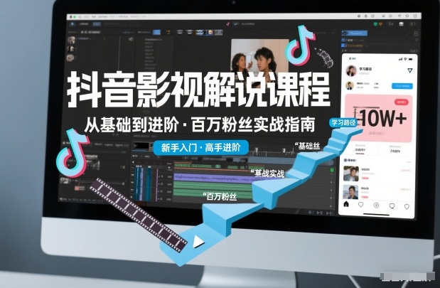 抖音百万粉丝影视解说课程，基础到进阶课，适合新手和进阶学习-惠声网赚