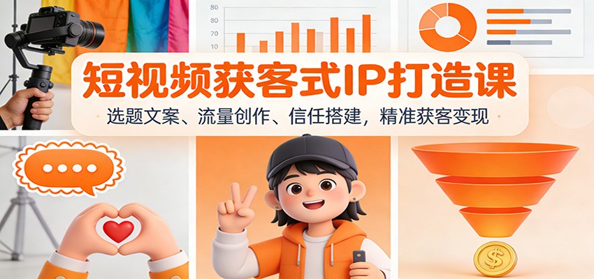 短视频获客式IP打造课：选题文案、流量创作、信任搭建，精准获客变现-惠声网赚