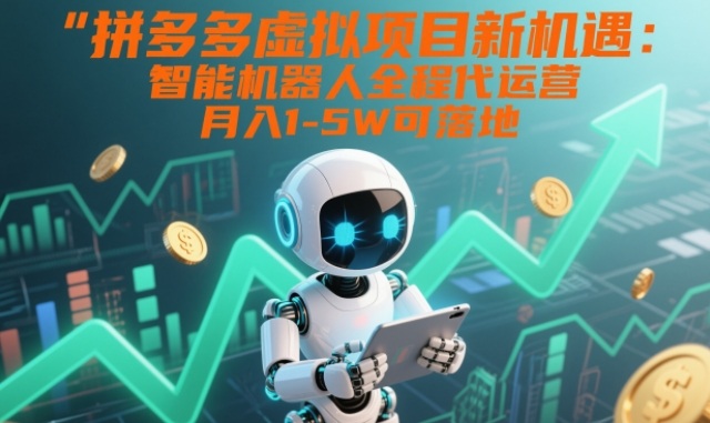 拼多多虚拟项目新机遇：智能机器人全程代运营，月入1-5W可落地【揭秘】-惠声网赚