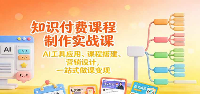 知识付费课程制作实战课：AI工具应用 、课程搭建、营销设计，一站式做课变现-惠声网赚