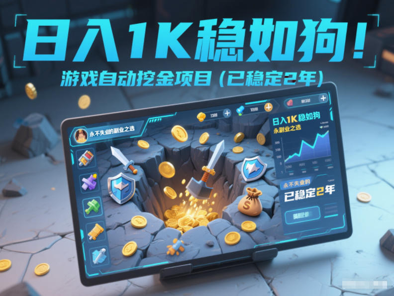 日入1K稳如狗！游戏自动挖金项目(已稳定2年)，永不失业的副业之选【揭秘】-惠声网赚