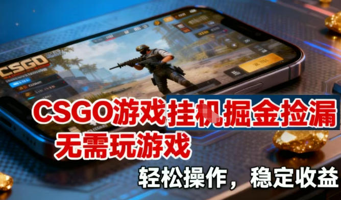 CSGO游戏挂G掘金捡漏，不需要玩游戏，操作简单，收益稳定【揭秘】-惠声网赚