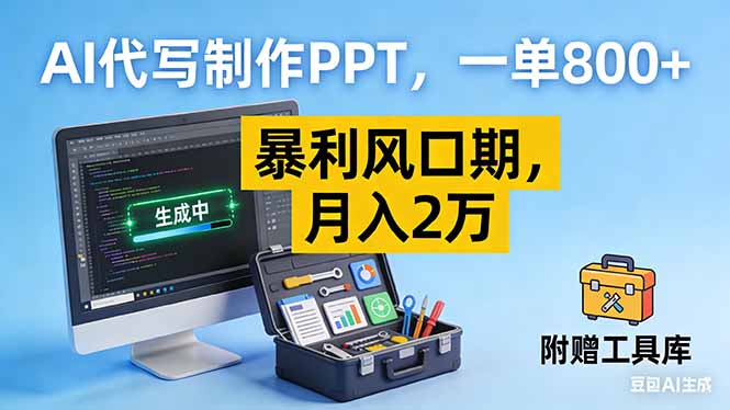 AI代写制作PPT，一单800+， 暴利风口期，月入2万【附工具】-惠声网赚