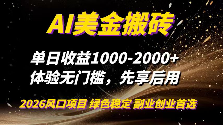 AI美金搬砖，单日收益1000-2000+，2025风口项目，可以副业，可以全职，可以工作室放大-惠声网赚