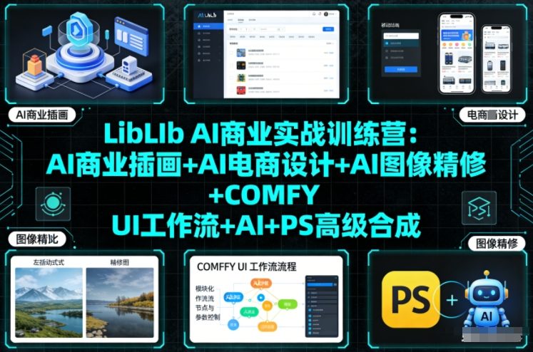 LibLIb AI商业实战训练营：AI商业插画+AI电商设计+AI图像精修+COMFY UI工作流+AI+PS高级合成-惠声网赚