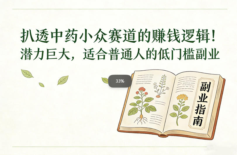 扒透中药小众赛道的賺米逻辑，潜力巨大，适合普通人的低门槛副业-惠声资源站