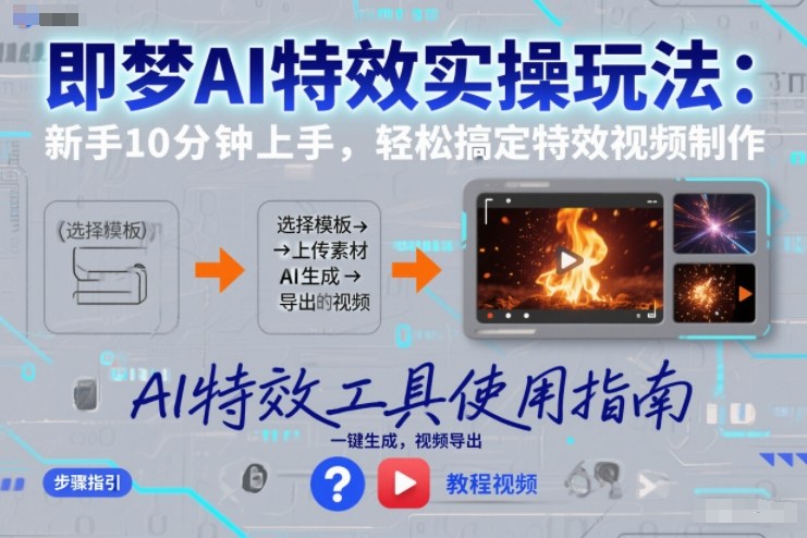 即梦AI特效实操玩法：新手10分钟上手，轻松搞定特效视频制作-惠声资源站