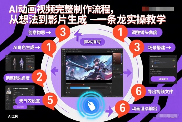 AI动画视频完整制作流程，从想法到影片生成一条龙实操教学-惠声资源站