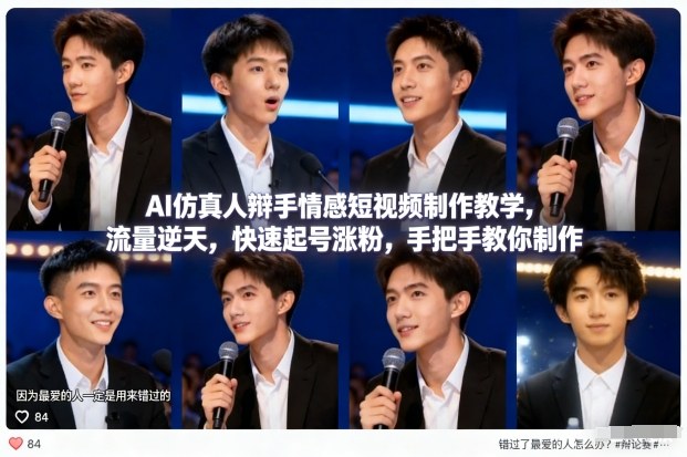 AI仿真人辩手情感短视频制作教学，流量逆天，快速起号涨粉，手把手教你制作-惠声资源站