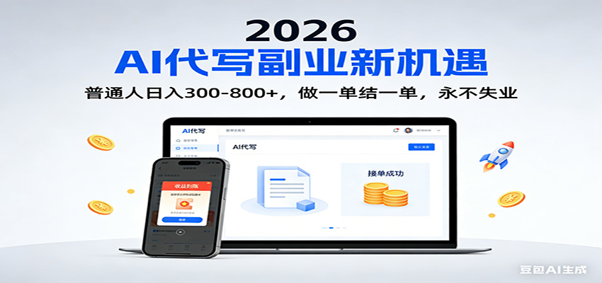 2026 副业首选！AI 代写日入 300-800，普通人0门槛，做一单结一单！-惠声资源站
