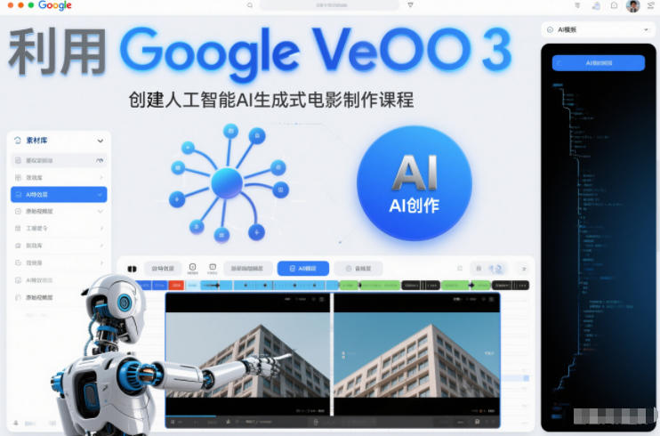 利l用Google Veo 3创建人工智能AI生成式电影制作课程，使用人工智能的力量创建令人惊叹的视频-惠声资源站