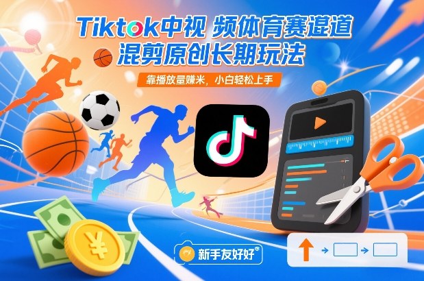 Tiktok中视频体育赛道混剪原创长期玩法，靠播放量賺米，小白轻松上手-惠声资源站