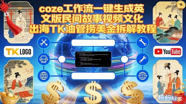 Coze扣子工作流一键生成英文版民间故事视频，文化出海TK油管捞美金拆解教程-惠声资源站