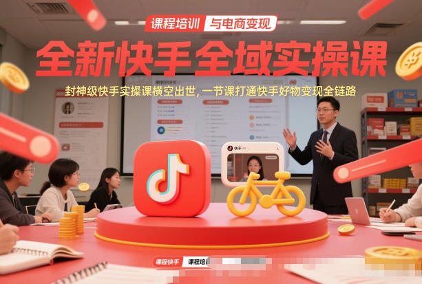 全新快手全域实操课，封神级快手实操课横空出世，一节课打通快手好物变现全链路-惠声资源站