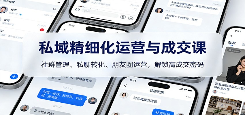 私域精细化运营与成交课：社群管理、私聊转化、朋友圈运营，解锁高成交密码-惠声资源站
