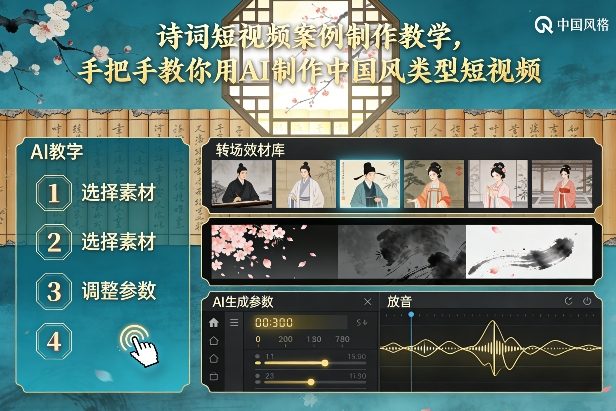 古诗词短视频案例制作教学，手把手教你用AI制作中国风类型短视频-惠声资源站