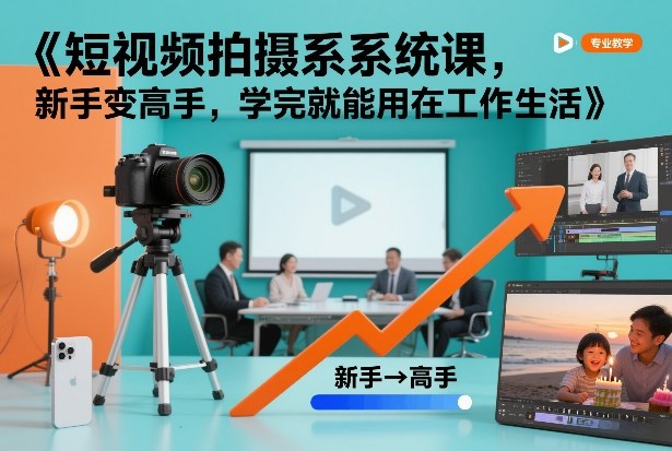 短视频拍摄系统课，新手变高手，学完就能用在工作生活-惠声资源站