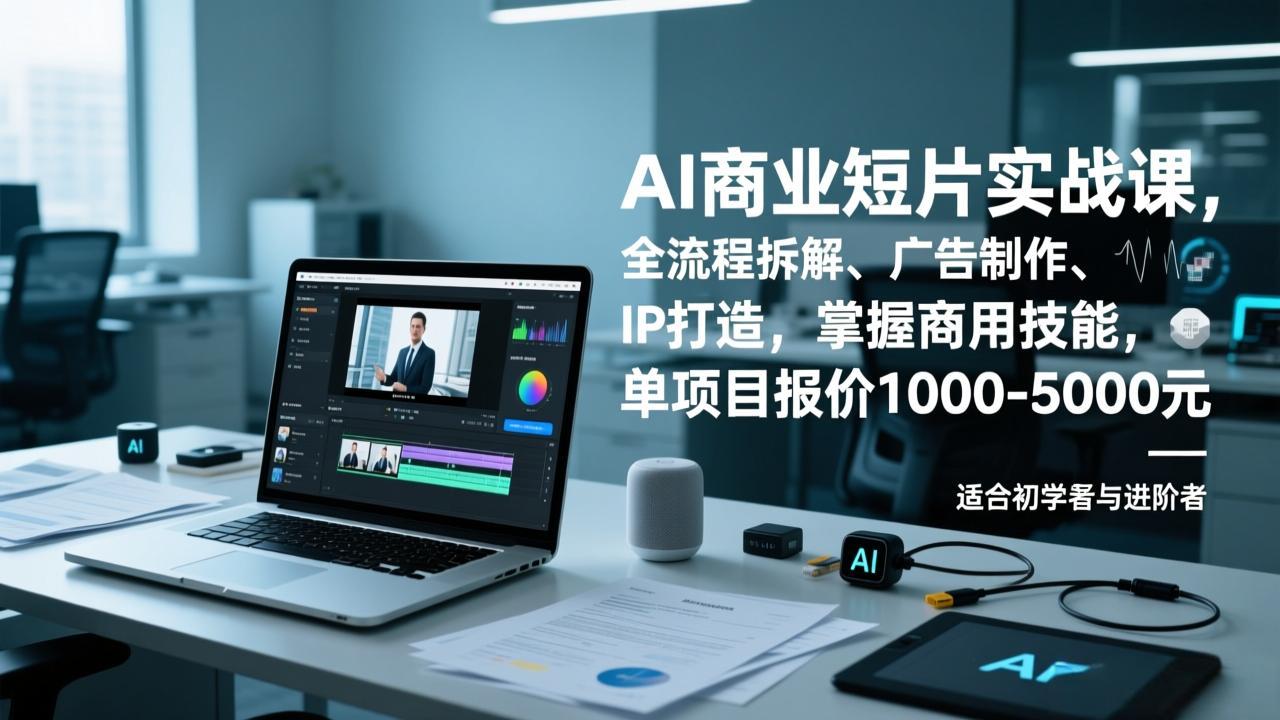 AI商业短片实战课，全流程拆解、广告制作、IP打造，掌握商用技能，单项目报价1000-5000元-惠声资源站