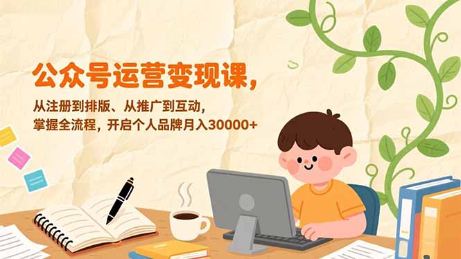 公众号运营变现课，从注册到排版、从推广到互动，掌握全流程，开启个人品牌月入30000+-惠声资源站