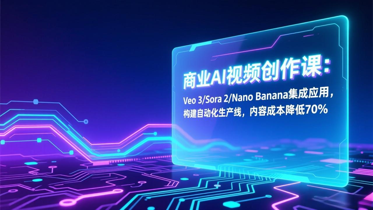 商业AI视频创作课：Veo 3/Sora 2/Nano Banana集成应用，构建自动化生产线，内容成本降低70%-惠声资源站