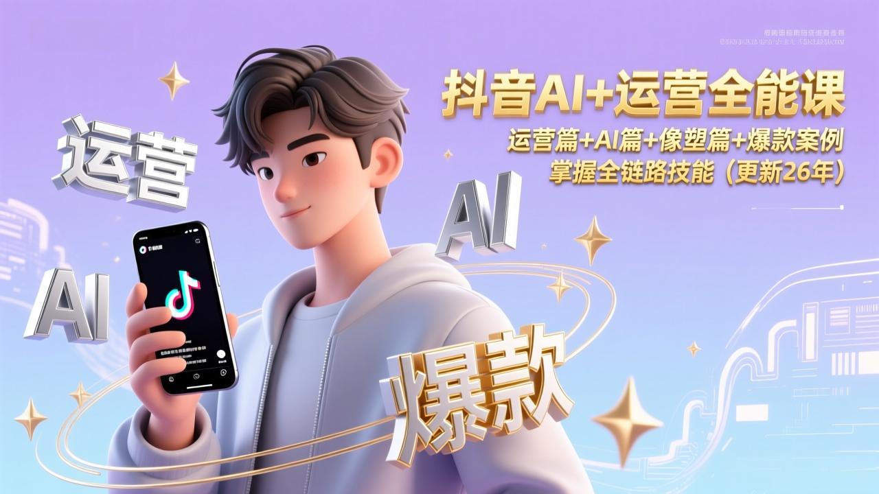 抖音AI+运营全能课，运营篇+AI篇+像塑篇+爆款案例，掌握全链路技能(更新26年-惠声资源站