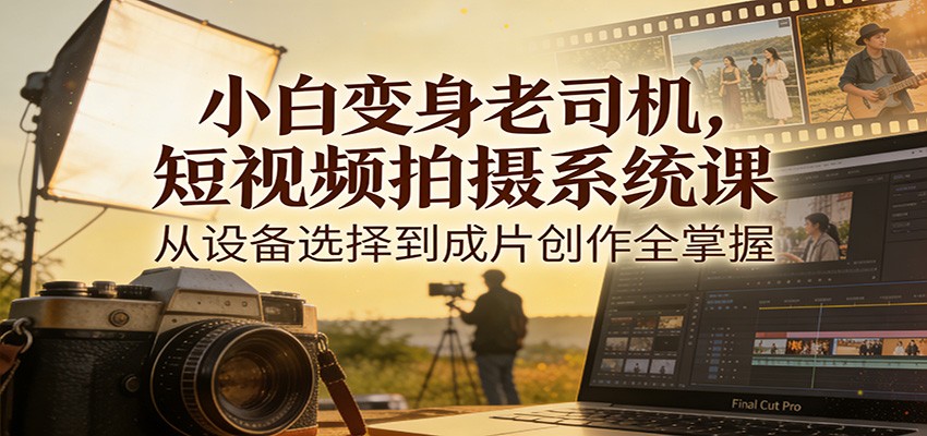 小白变身老司机，短视频拍摄系统课，从设备选择到成片创作全掌握-惠声资源站