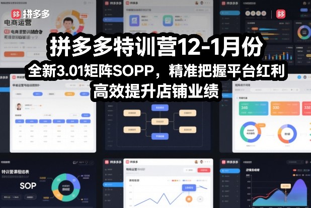 拼多多特训营12-1月份，全新3.01矩阵Sop，精准把握平台红利，高效提升店铺业绩-惠声资源站