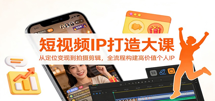 短视频IP打造大课：从定位变现到拍摄剪辑，全流程构建高价值个人IP-惠声资源站