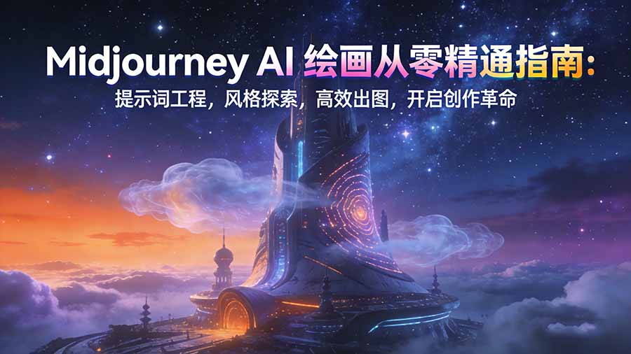 Midjourney AI绘画从零精通指南：提示词工程，风格探索，高效出图，开启创作革命-惠声资源站