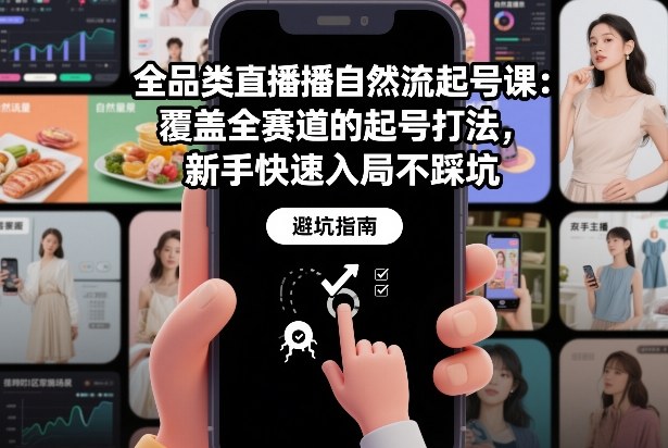 全品类直播自然流起号课：覆盖全赛道的起号打法，新手快速入局不踩坑-惠声资源站
