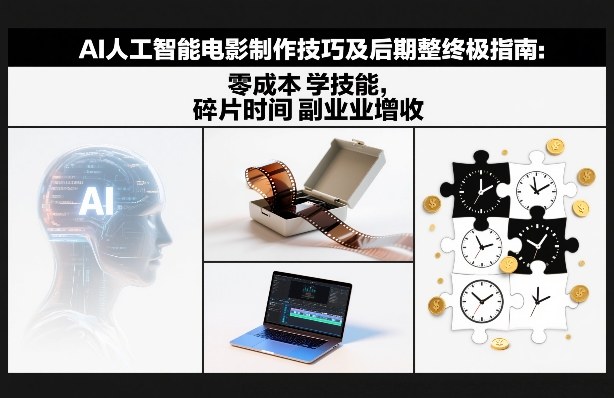AI人工智能电影制作技巧及后期完整终极指南：零成本学技能，碎片时间副业增收-惠声资源站