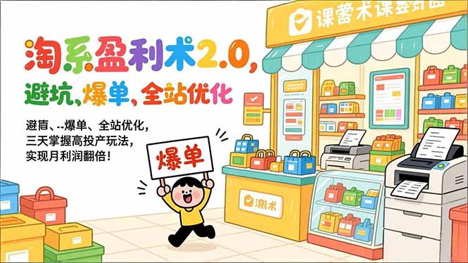 淘系盈利术2.0，避坑、爆单、全站优化，三天掌握高投产玩法，实现月利润翻倍！-惠声资源站
