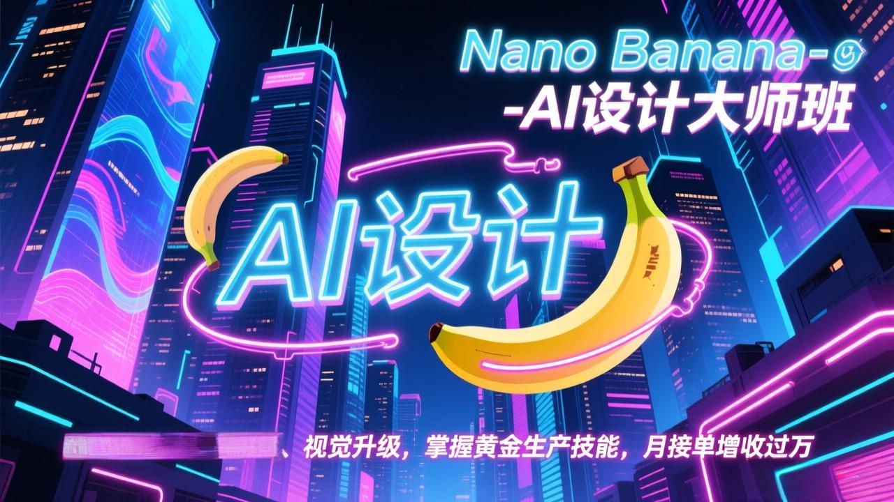 Nano Banana-AI设计大师班，修图合成、广告创作、视觉升级，掌握黄金生产技能，月接单增收过万-惠声资源站