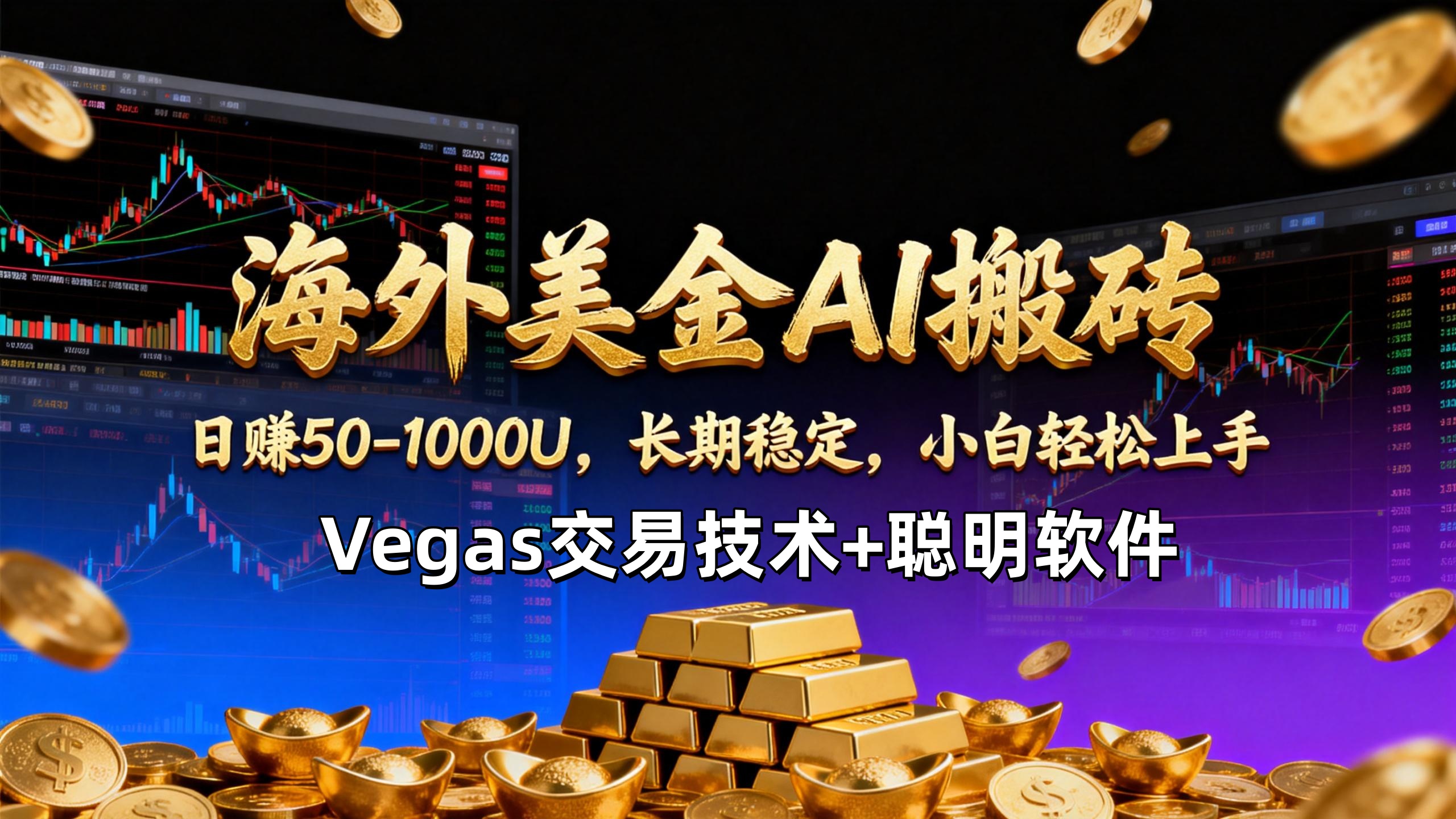 【海外美金AI搬砖】Vegas交易技术+聪明软件，日赚50-1000U，长期稳定，小白轻松上手。-惠声资源站
