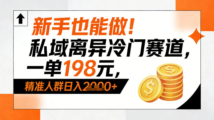 新手也能做！私域离异冷门赛道，一单198，精准人群日入1k+-惠声资源站