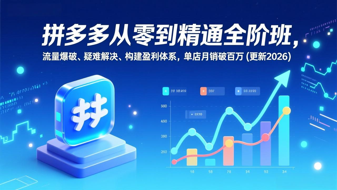 拼多多从零到精通全阶班，流量爆破、疑难解决，构建盈利体系，单店月销破百万(更新2026-惠声资源站