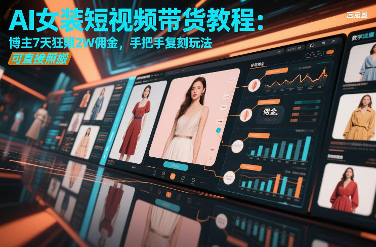 AI女装短视频带货教程：博主7天狂賺2W佣金，手把手复刻玩法，可直接照搬-惠声资源站
